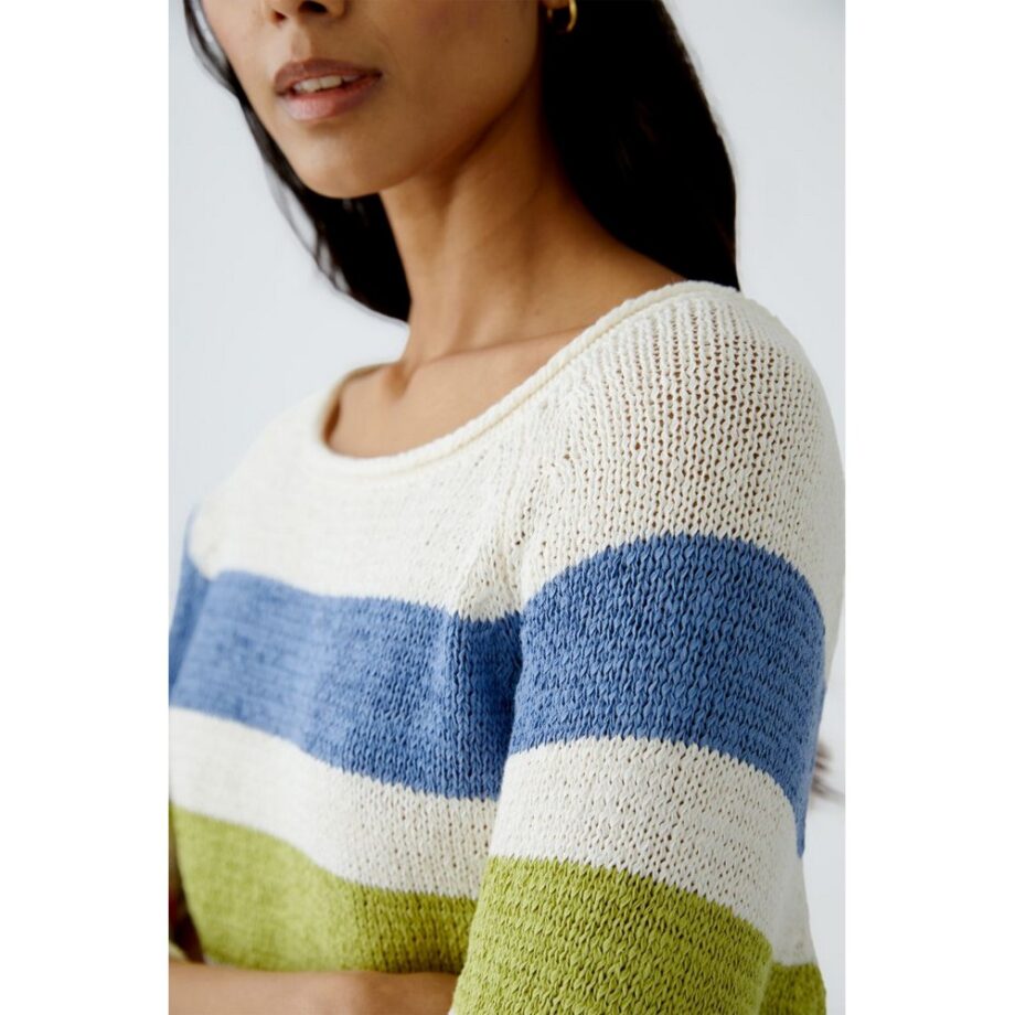Oui 93522 Pullover white green multi