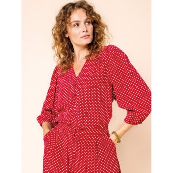 Zilch Blouse V Neck 51VCR15.044 Polkadot Ruby