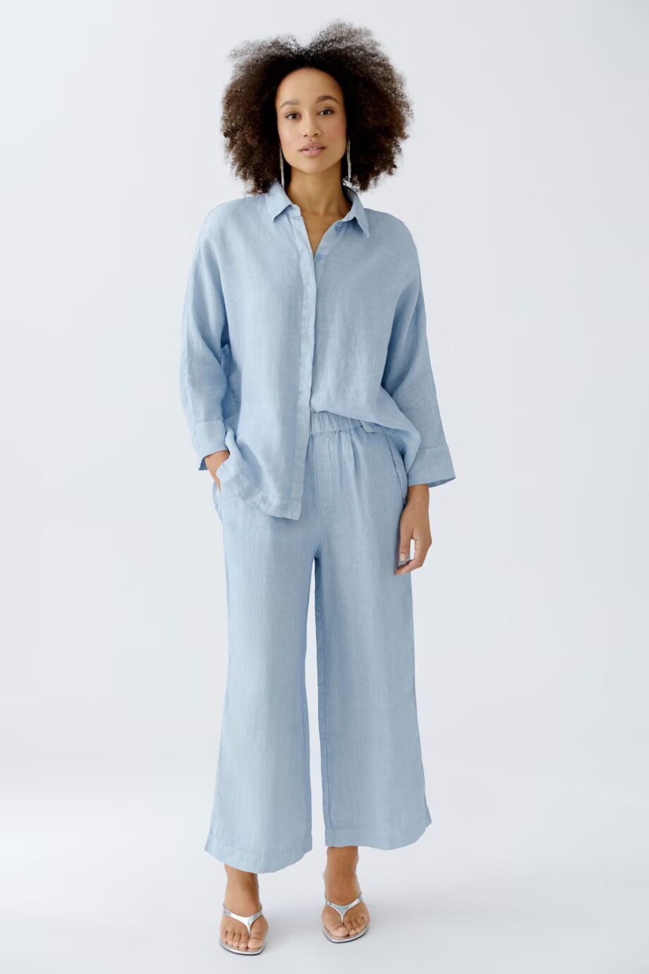Oui 92991-5090 Culotte Leinenhose powder blue