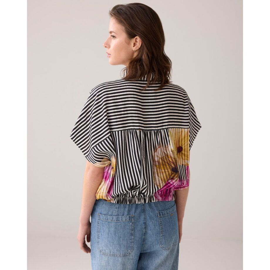 Summum 2S3309 Boxy Bluse mit Blume multi