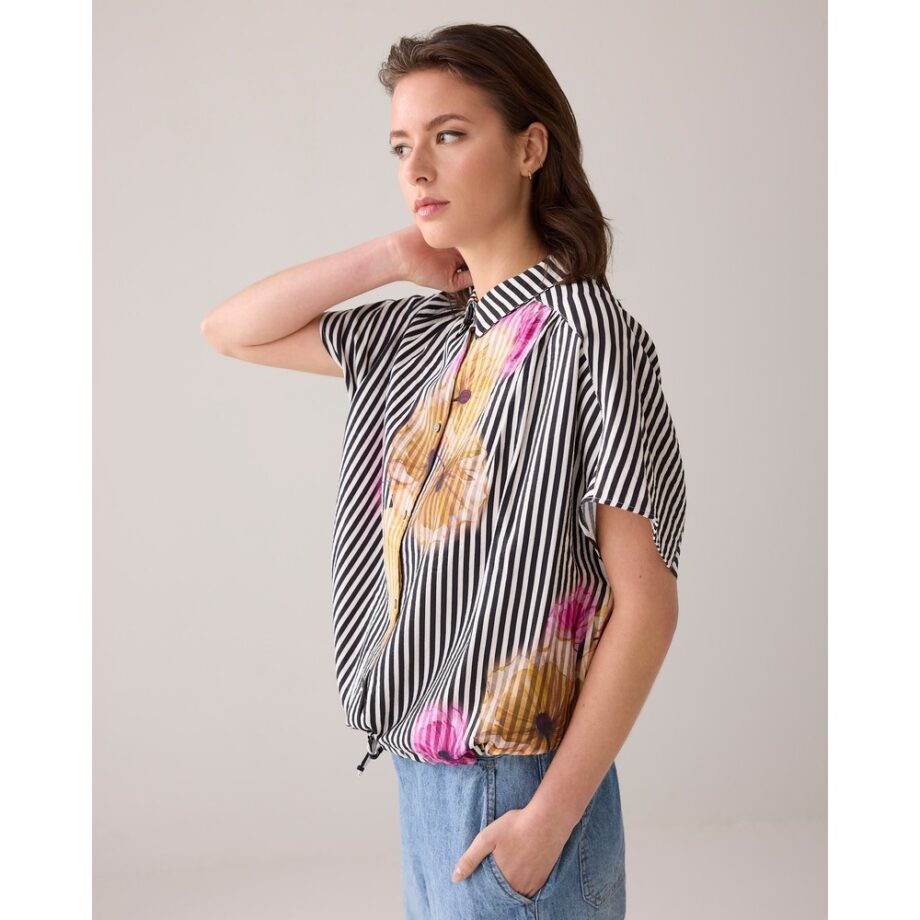 Summum 2S3309 Boxy Bluse mit Blume multi