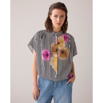 Summum 2S3309 Boxy Bluse mit Blume multi