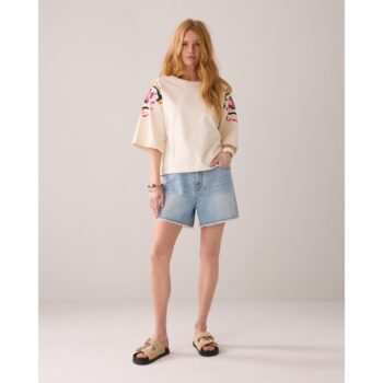 Summum 3S5147 Handbestickter boxy Sweater creme