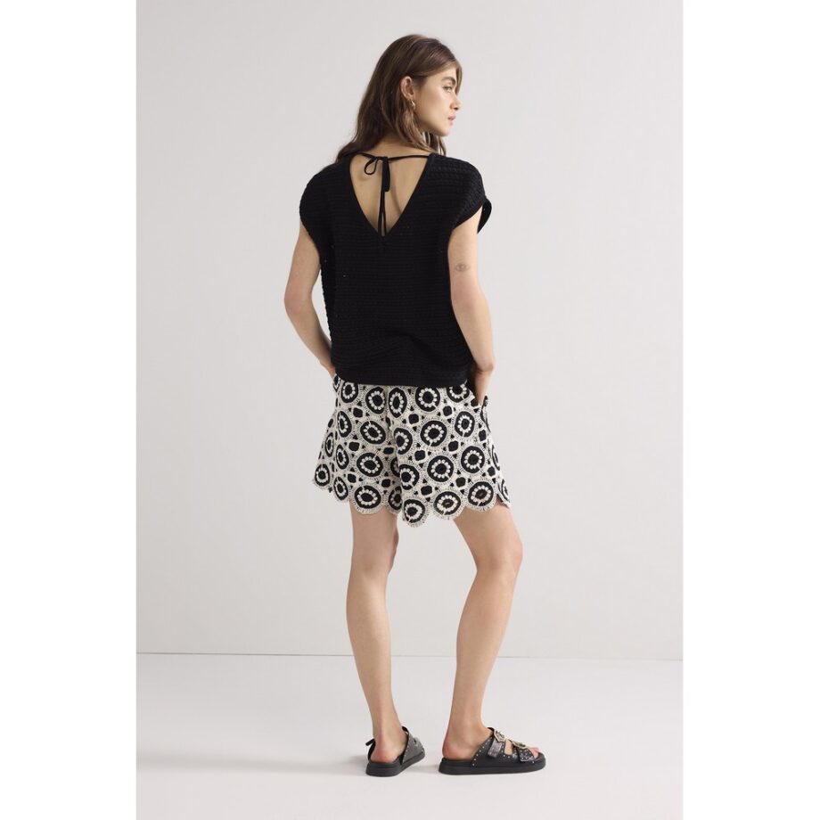 Summum 4S2803 Häkelshorts schwarz creme