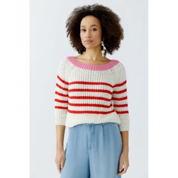 Oui 92971-0363 Pullover white red