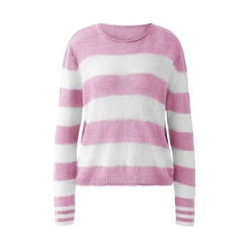 Oui 93304-0331 Pullover Leinen white pink
