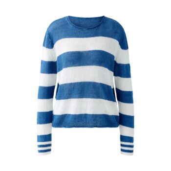 Oui 93304-0501 Pullover Leinen light blue white