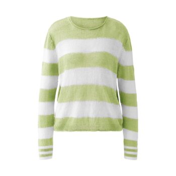 Oui 93304-0621 Pullover Leinen light green white