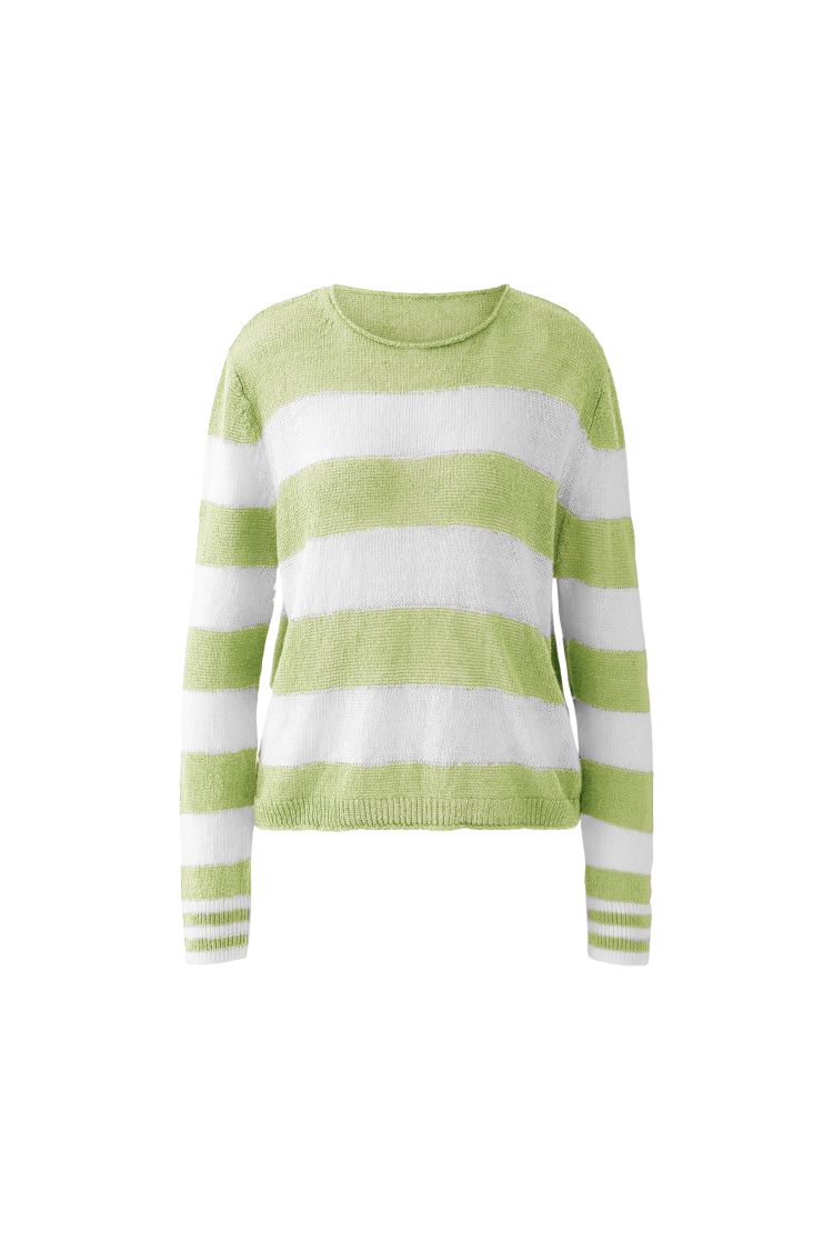 Oui 93304-0621 Pullover Leinen light green white