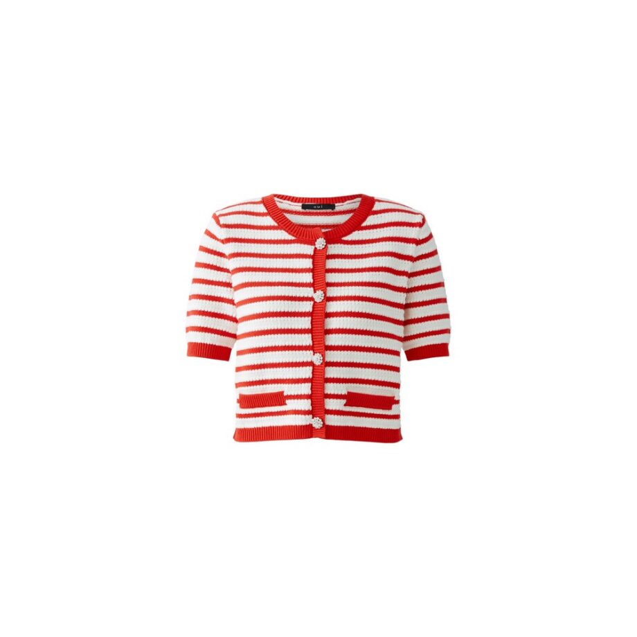 Oui 93583-0103 Strickjacke Jacke white red