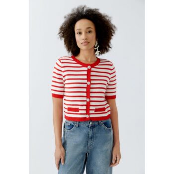 Oui 93583-0103 Strickjacke Jacke white red