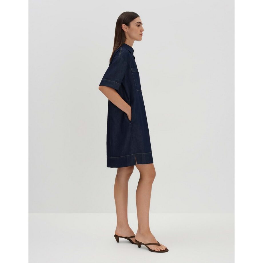 Someday QUASA Jeanskleid mit Kontrastnähten rinsed dark blue