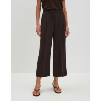 Someday CELINO CROPPED Wide Culotte aus Viskose Leinen Mix dark espresso