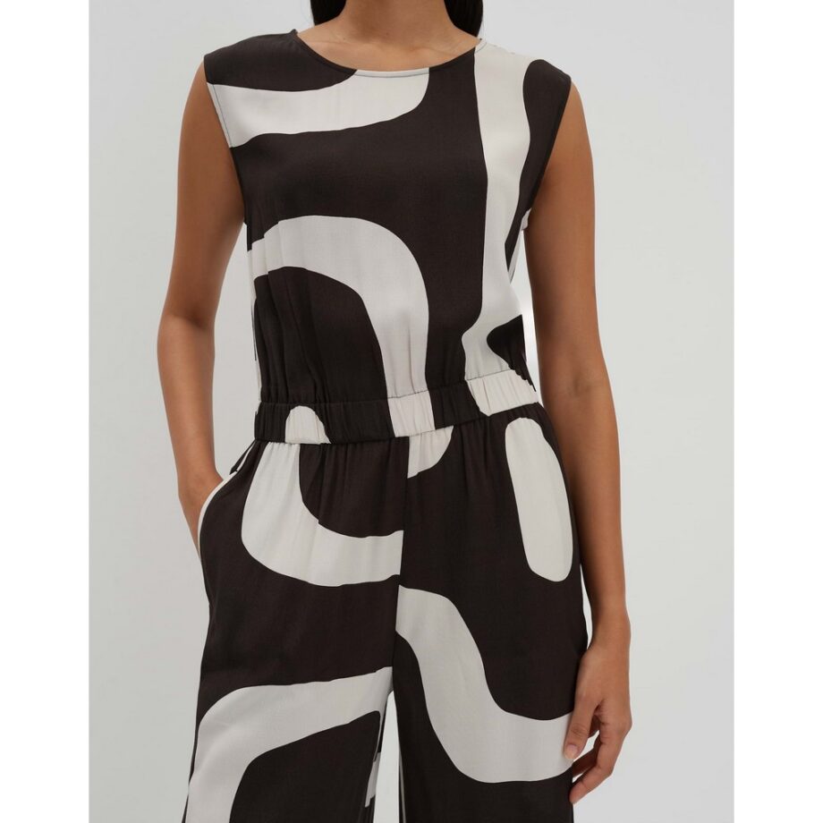 Someday CETURAL Verkürzter Jumpsuit mit abstrakten Print dark espresso