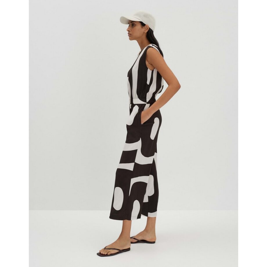 Someday CETURAL Verkürzter Jumpsuit mit abstrakten Print dark espresso