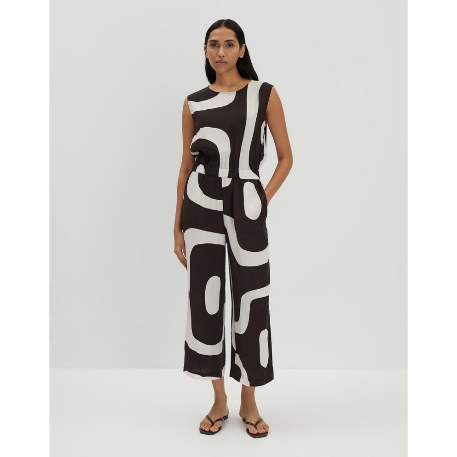 Someday CETURAL Verkürzter Jumpsuit mit abstrakten Print dark espresso