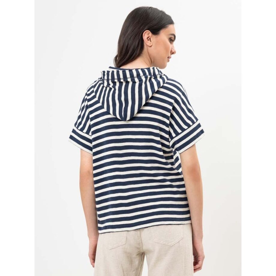 Herrlicher Parin Kurzarm Hoodie marine