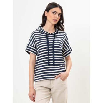 Herrlicher Parin Kurzarm Hoodie marine