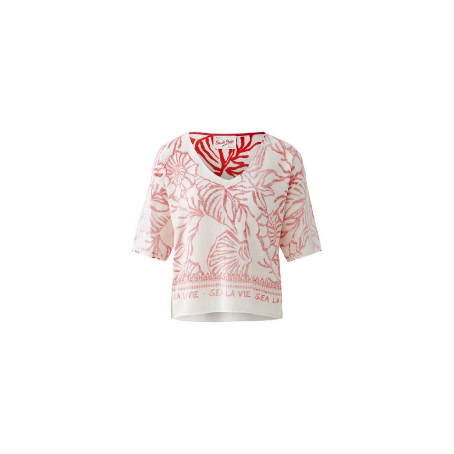 Oui 93710 Pullover white red