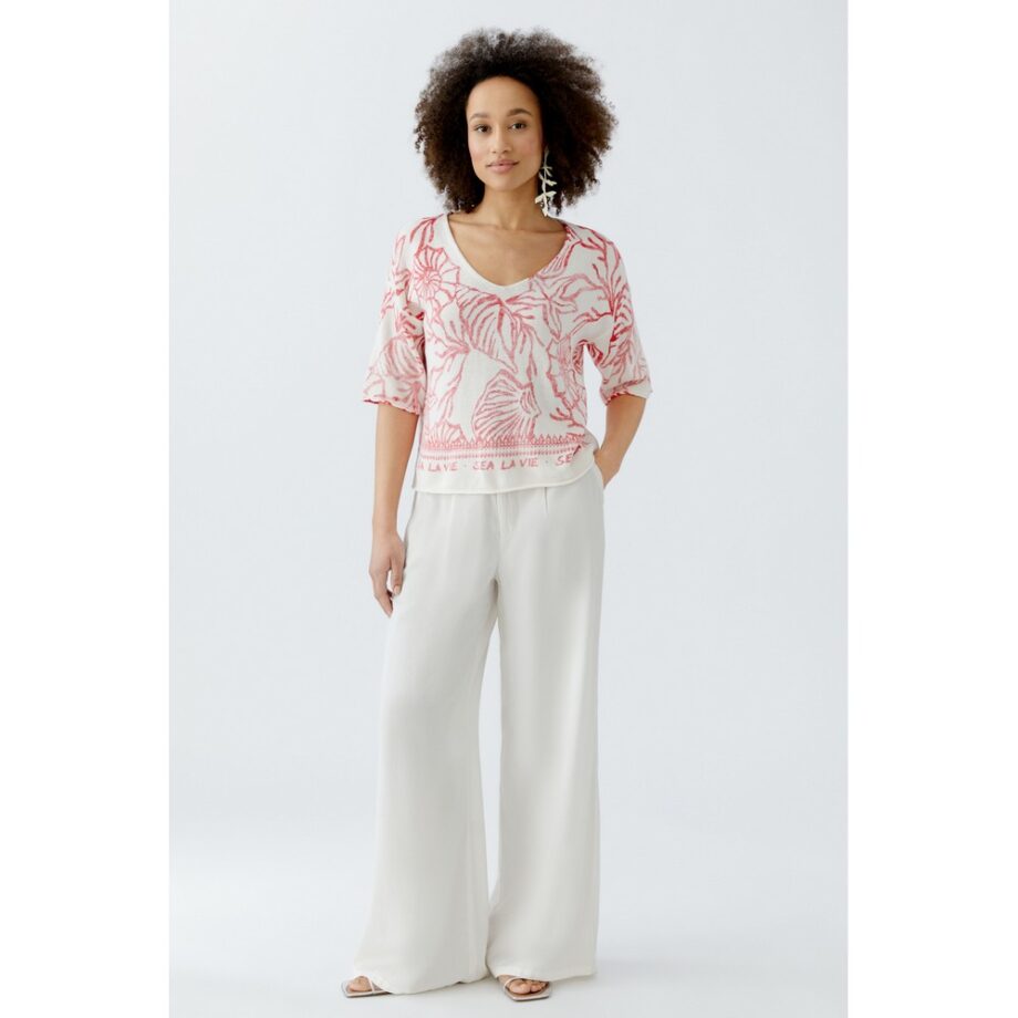 Oui 93710 Pullover white red