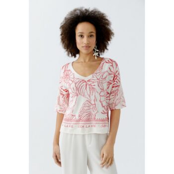 Oui 93710 Pullover white red