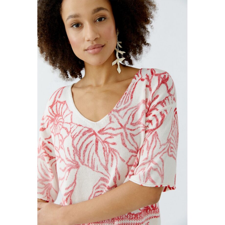 Oui 93710 Pullover white red