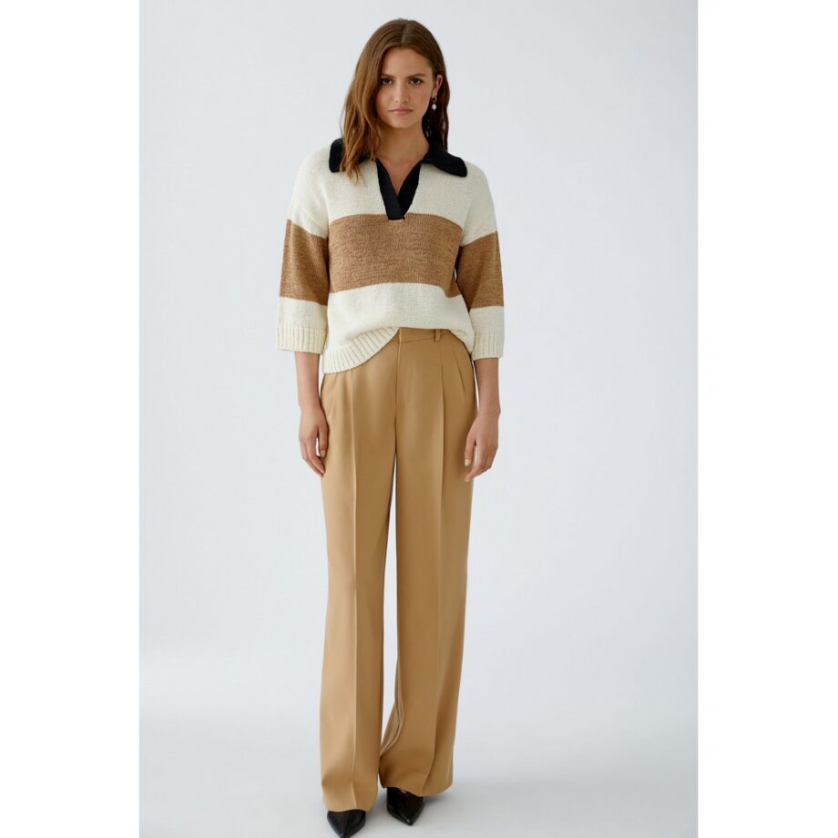 Oui 93766-7578 Hose Bundfaltenhose salty caramel