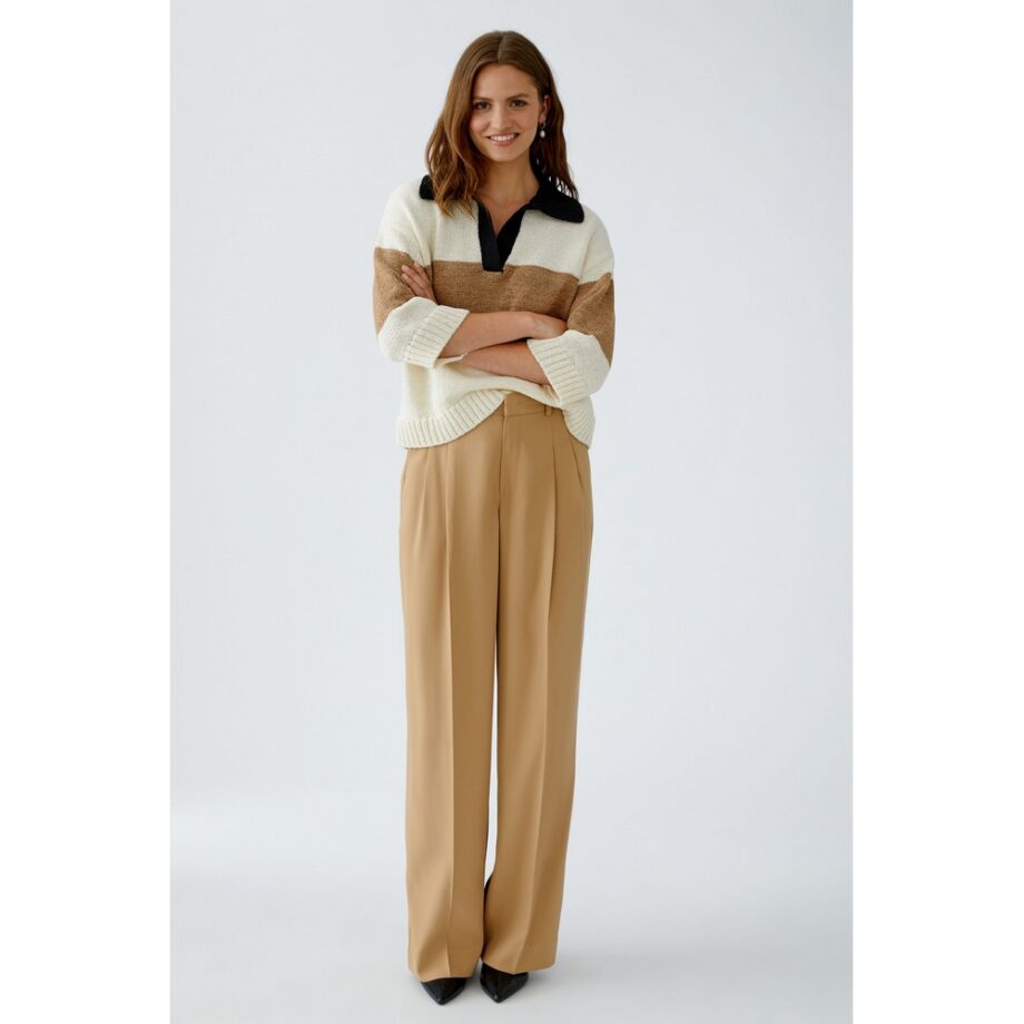Oui 93766-7578 Hose Bundfaltenhose salty caramel