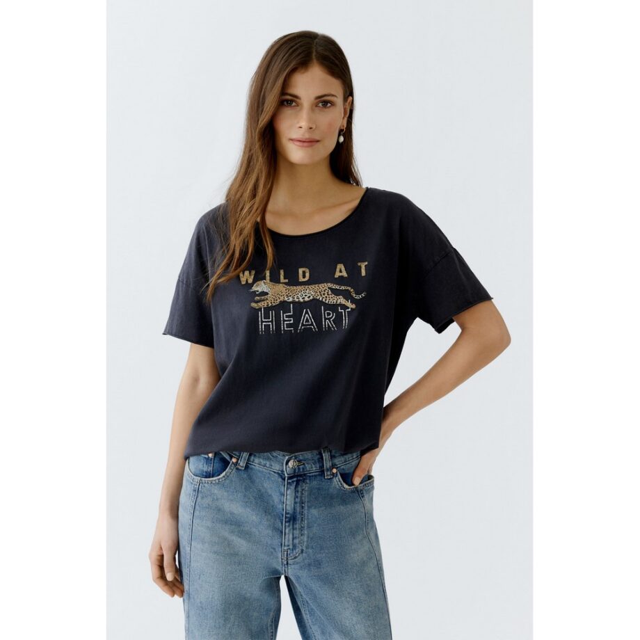 Oui 93865-9960 T-Shirt - washed out black