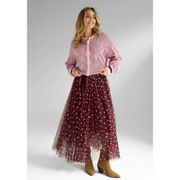 Miss Goodlife MG13127 Maxirock Tüllrock Hearts Allover bordeaux