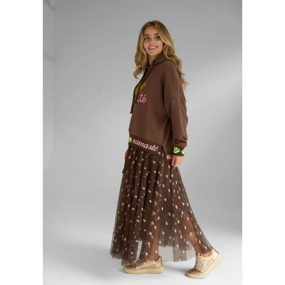 Miss Goodlife MG13135 Maxirock Tüllrock Kisses allover braun