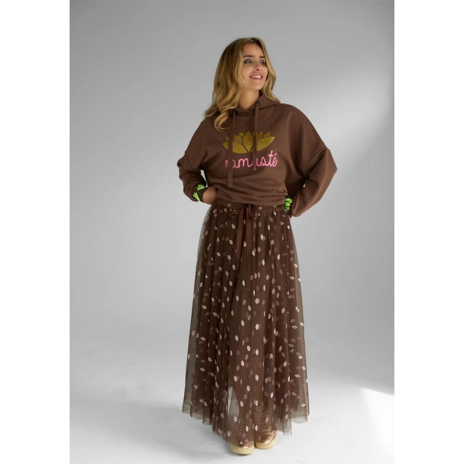Miss Goodlife MG13135 Maxirock Tüllrock Kisses allover braun
