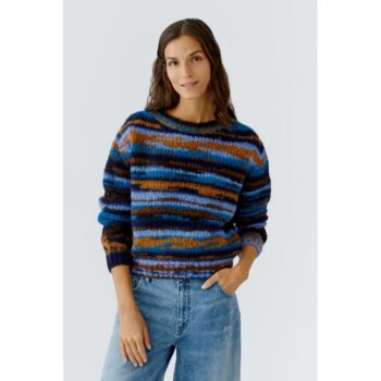 Oui 95504 Pullover dark blue camel