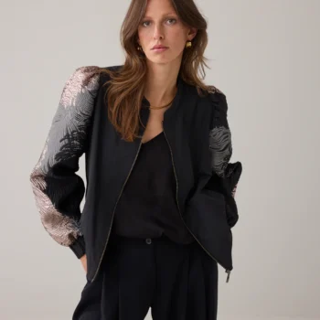 Summum  1S1275-12336 Festliche Bomberjacke mit Jacquard-Ärmeln