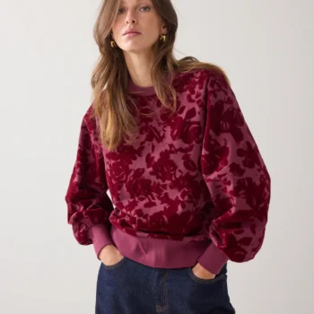 Summum 3S5225-30741 Sweatshirt mit Veloursprint bordeaux