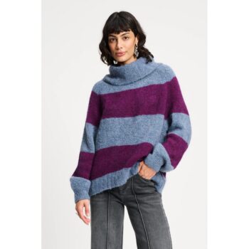 Pom Amsterdam SP9361 PULLOVER - Plum Stripes