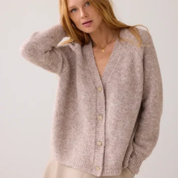 Summum 7S8001-70039 Oversized Strickjacke mit fancy Knöpfen taupe