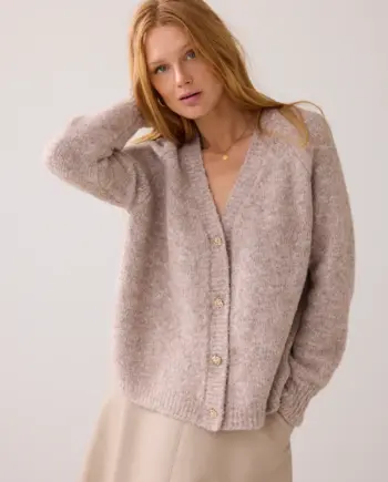 Summum 7S8001-70039 Oversized Strickjacke mit fancy Knöpfen taupe