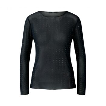 Oui 94194 Mesh Shirt mit Strass schwarz