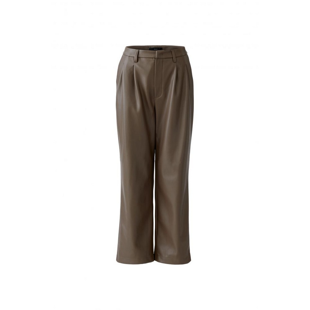 Oui 94342-8390 Bundfaltenhose Lederhose taupe