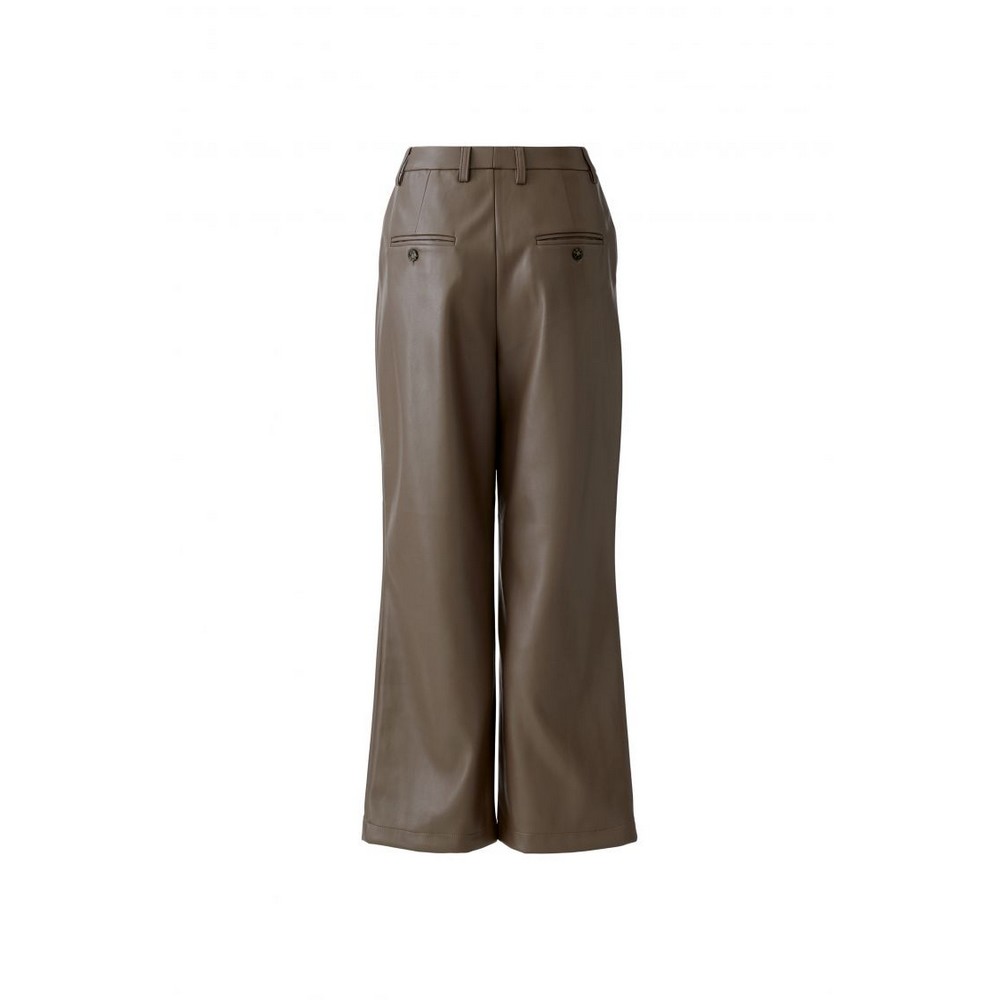 Oui 94342-8390 Bundfaltenhose Lederhose taupe