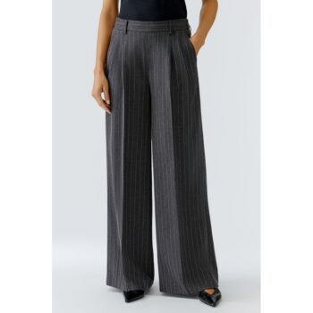 Oui 94785 Hose Bundfaltenhose dark grey black