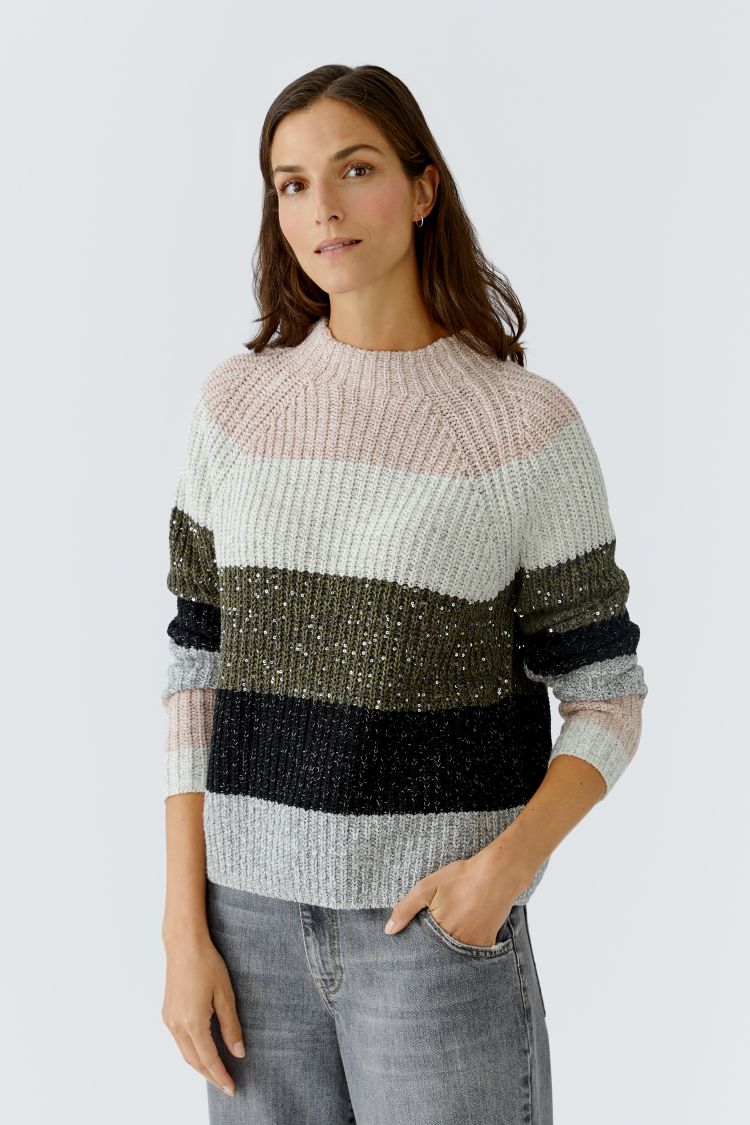 Oui 95088 Pullover khaki rose