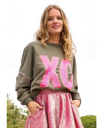 Miss Goodlife MG12942 Roundneck XO Paillette – olive