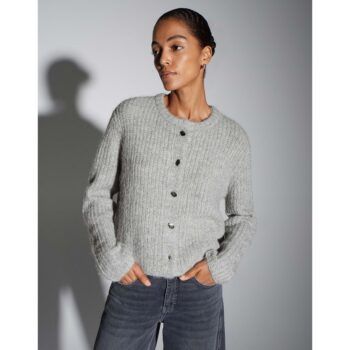 Someday TIAH Loose Strickblouson mit Glanz Effekt hazy fog melange
