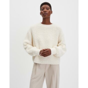 Someday TELENA Loose Strickpullover mit Bouclégarn soft cream