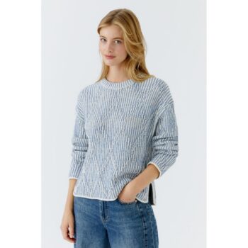 Oui 95969 Pullover light blue white