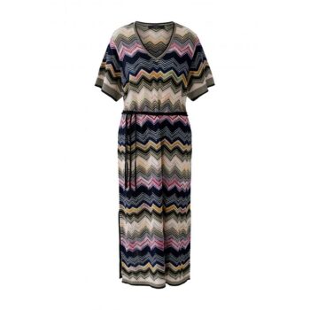 Oui 96622 Kleid Midikleid mit Zick-Zack-Muster multi