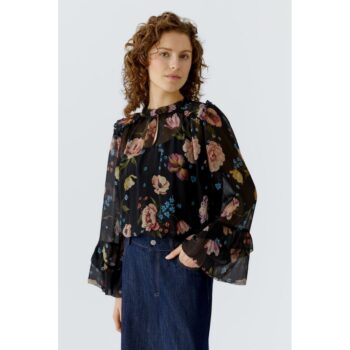 Oui 96718 Bluse Blusentop schwarz multi