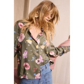 Oui 96722 Bluse grün multi